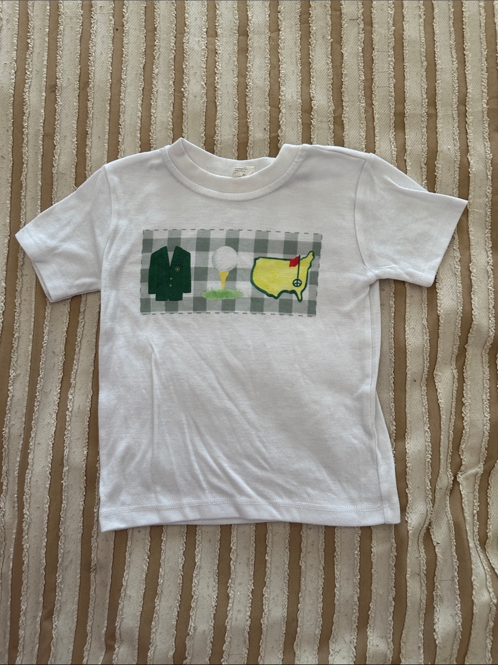Kids White Golf Appliqué T-Shirt